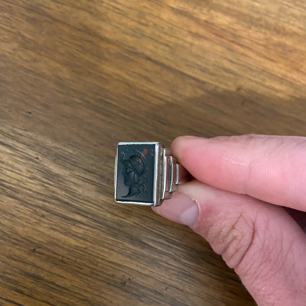 Bloodstone White Gold Signet Ring